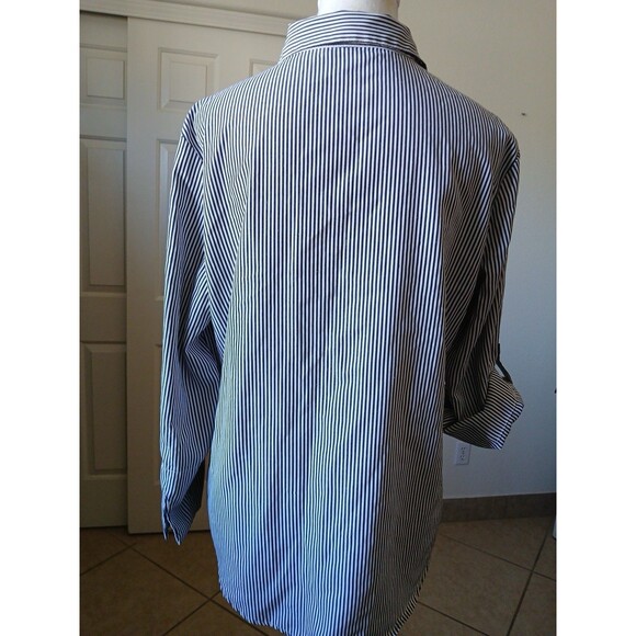 KontroL Contemporary Women’s Striped Flower Embroidered Shirt Blouse Size Large - Picture 3 of 16